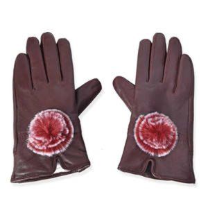 Maroon Leather Touchscreen Quilted Pattern Gloves!